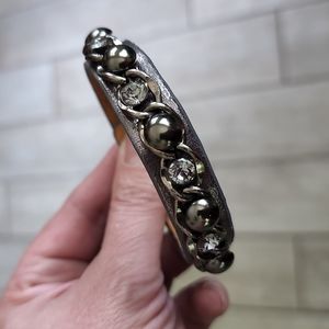 Gray leather bracelet